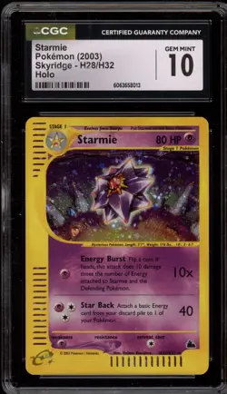 Pokemon Starmie Skyridge Holo Rare #H28 CGC 10 Gem Mint - Image 1