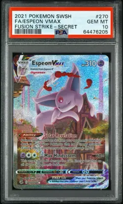 2021 POKEMON SWORD & SHIELD FUSION STRIKE SECRET FULL ART/ESPEON VMAX 270 PSA 10 - Image 2