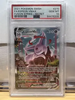 2021 POKEMON SWORD & SHIELD FUSION STRIKE SECRET FULL ART/ESPEON VMAX 270 PSA 10 - Image 4