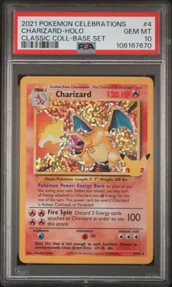 2021 POKEMON CELEBRATIONS CLASSIC COLL #4 CHARIZARD-HOLO PSA 10 - Image 1