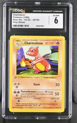 1999 Pokemon Base Set Shadowless 1st Edition #24/102 Charmeleon CGC 6 Gray Stamp - Image 1