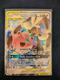 Pokemon TCG Mega Lopunny & Jigglypuff GX Tag Team 165/236 Cosmic Eclipse NM - Image 1