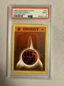 1999 Pokemon 1st Edition Shadowless Fighting Energy Base Set 97/102 - PSA 9 Mint - Image 1
