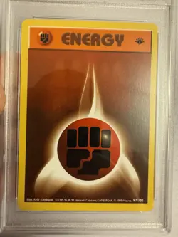 1999 Pokemon 1st Edition Shadowless Fighting Energy Base Set 97/102 - PSA 9 Mint - Image 3