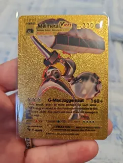 Melmetal Vmax Gold Foil Fan Art Vinyl Textured Collector Pokemon Display - Image 1