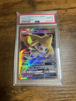 Pokemon TCG Jirachi GX #79/236 Sun & Moon Unified Minds Rare PSA 10! Gem Mint - Image 1