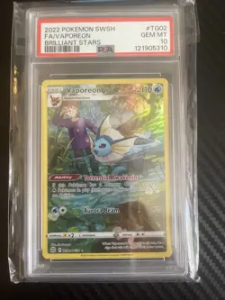 2022 Pokemon SWSH Brilliant Stars Vaporeon TG02/TG30 Trainer Gallery PSA 10 Gem - Image 1
