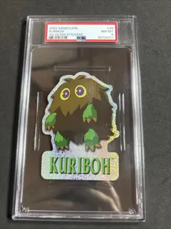 PSA 8 NM 2002 Yu-Gi-Oh Series 1 SandyLion Kuriboh #28 Prismatic Sticker - Image 1