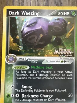Pokemon TCG Dark Weezing Holo Rare Card Team Rocket Returns LP - Image 3