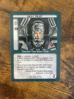 Battletech CCG TCG Card Game Rare Limited Ed DEST Pilot - Image 1