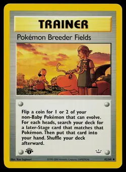 Pokemon Card - Pokemon Breeder Fields 1st Edition Neo Revelation 62/64 Uncommon - Image 1