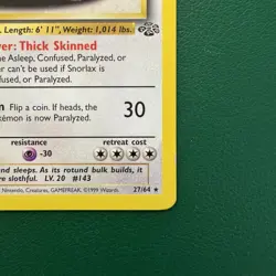 Snorlax 27/64 1st edition Jungle Set Vintage Pokemon Card LP - Image 4