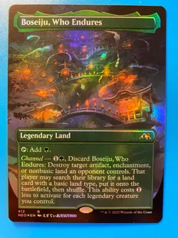 MTG 1x FOIL BORDERLESS Boseiju Who Endures 412 Kamigawa Neon Dynasty Magic x1 NM - Image 1