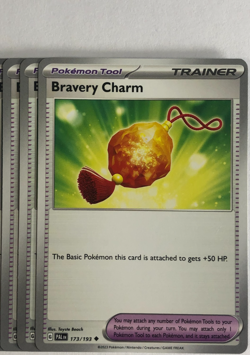 Pokemon TCG Paldea Evolved 3x Playset Bravery Charm 173/193 Near Mint - Image 1