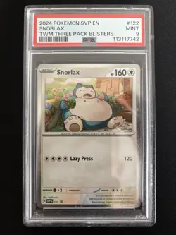 Snorlax #122 - Pokemon Twilight Masquerade 3-Pack Blister Black Star Promo PSA 9 - Image 1