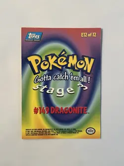 Pokemon 1999 Topps Movie Blue Logo Dragonite #E12 Foil - Image 2