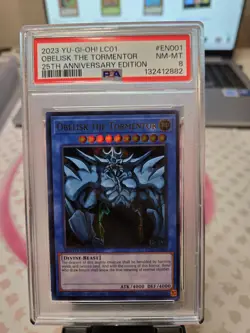 Yu-Gi-Oh! 2023 25th Anniversary Obelisk the Tormentor Card LC01-EN001 PSA 8 - Image 1