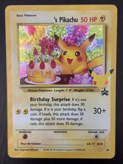 Pokemon TCG Birthday Pikachu Trading Card #24 Celebrations Classic Collection NM - Image 1