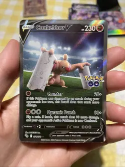 Pokemon TCG Conkeldurr v Alt Art Holo Ultra Rare Card Pokemon Go 074/078 - Image 1
