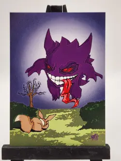 Gengar and Eevee V3 Card Devil Doc JS Fan Art /100 - Image 1