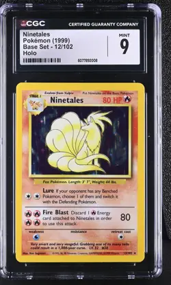 CGC 9 MINT Ninetales 1999 Base Set 12/102 Holo Pokemon Card - Image 1