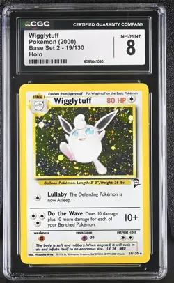 CGC 8 Wigglytuff 2000 Base Set 2 19/130 Holo Pokemon Card - Image 1