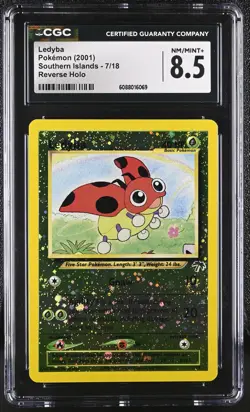 CGC 8.5 Ledyba 2001 Southern Islands 7/18 Reverse Holo SWIRL Pokemon Card - Image 1