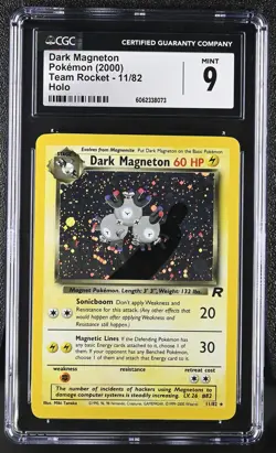 CGC 9 MINT Dark Magneton 2000 Team Rocket 11/82 Holo Pokemon Card - Image 1