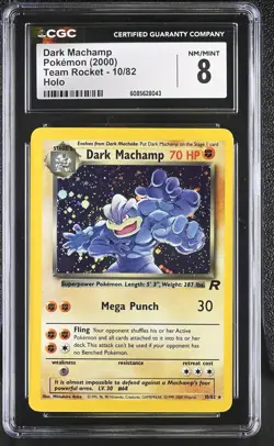 CGC 8 Dark Machamp 2000 Team Rocket 10/82 Holo Pokemon Card - Image 1