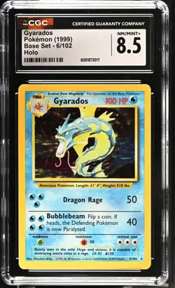 CGC 8.5 Gyarados 1999 Base Set 6/102 Holo Pokemon Card - Image 1