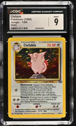 CGC 9 MINT Clefable 1999 Jungle 1/64 Holo Pokemon Card - Image 1