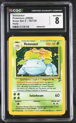 CGC 8 Venusaur 2000 Base Set 2 18/130 Holo Pokemon Card - Image 1