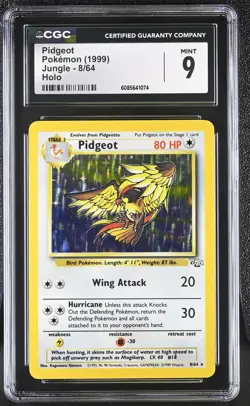 CGC 9 MINT Pidgeot 1999 Jungle 8/64 Holo Pokemon Card - Image 1