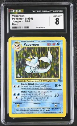 CGC 8 Vaporeon 1999 Jungle 12/64 Holo Pokemon Card - Image 1