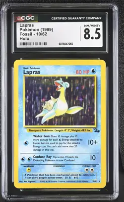 CGC 8.5 Lapras 1999 Fossil 10/62 Holo Pokemon Card - Image 1
