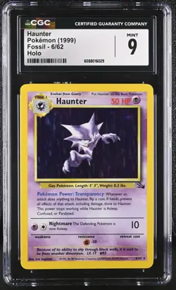 CGC 9 MINT Haunter 1999 Fossil 6/62 Holo Pokemon Card - Image 1
