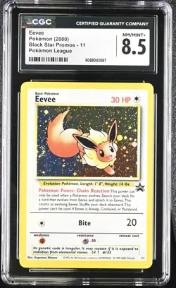 CGC 8.5 Eevee 2000 Black Star Promos 11 Holo Pokemon Card - Image 1