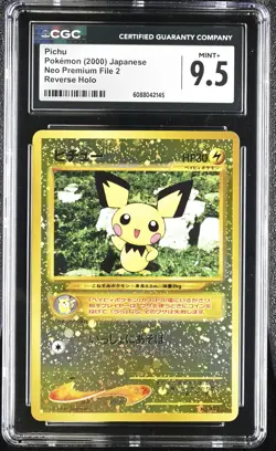 CGC 9.5 MINT+ Pichu Neo Premium File 2 Japanese 172 Reverse Holo Pokemon Card - Image 1