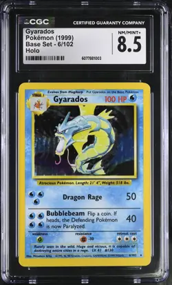 CGC 8.5 Gyarados 1999 Base Set 6/102 Holo Pokemon Card - Image 1
