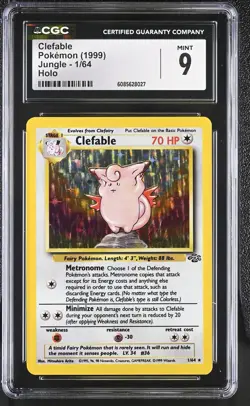 CGC 9 MINT Clefable 1999 Jungle 1/64 Holo Pokemon Card - Image 1