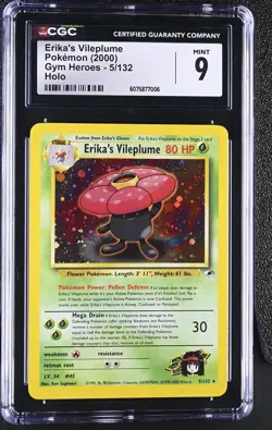 CGC 9 MINT Erika's Vileplume 2000 Gym Heroes 5/132 Holo Pokemon Card - Image 1