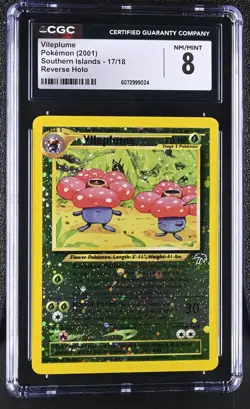 CGC 8 Vileplume 2001 Southern Islands 17/18 Reverse Holo SWIRL Pokemon Card - Image 1
