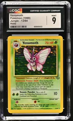 CGC 9 MINT Venomoth 1999 Jungle 13/64 Holo Pokemon Card - Image 1