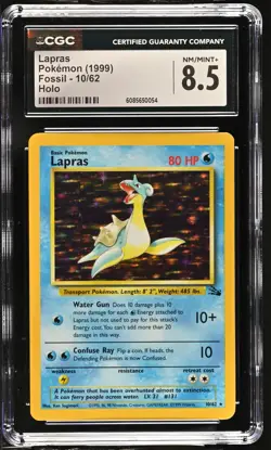 CGC 8.5 Lapras 1999 Fossil 10/62 Holo Pokemon Card - Image 1