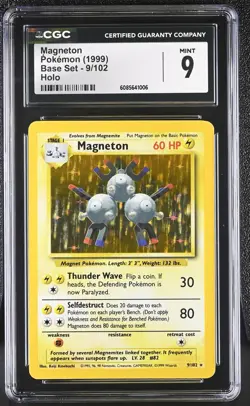 CGC 9 MINT Magneton 1999 Base Set 9/102 Holo Pokemon Card - Image 1