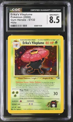 CGC 8.5 Erika's Vileplume 2000 Gym Heroes 5/132 Holo SWIRL Pokemon Card - Image 1