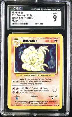 CGC 9 MINT Ninetales 1999 Base Set 12/102 Holo Pokemon Card - Image 1