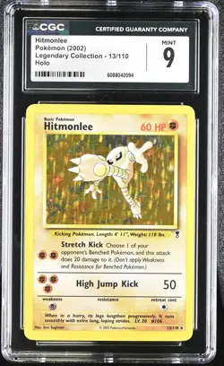 CGC 9 MINT Hitmonlee 2002 Legendary Collection 13/110 Holo Pokemon Card - Image 1