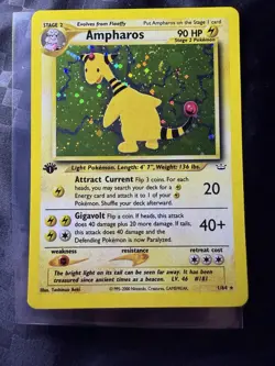 Pokemon TCG Ampharos Neo Revelation Holo Card 1/64 1st Edition Rare NM - Image 1