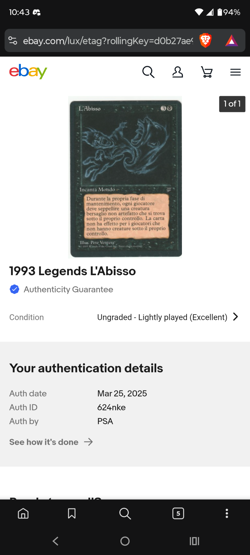 Italian The Abyss Legends MTG Lightly Played - Image 4